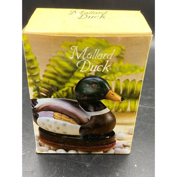 Vintage Mallard Duck Bisque Porcelain Wood Base Lint brush - Picture 8 of 15